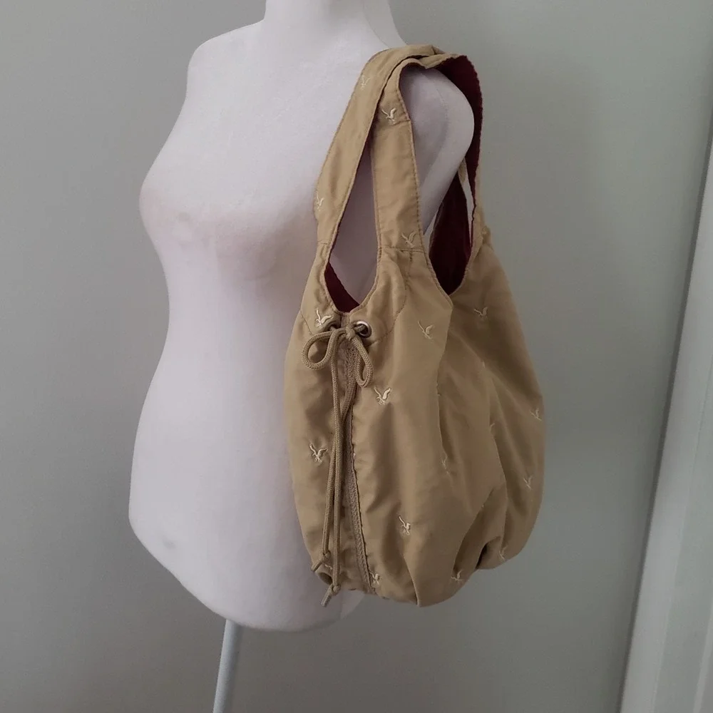 Vintage American Eagle Slouchy Hobo Shoulder Bag Purse Y2K Boho Embroidery Women